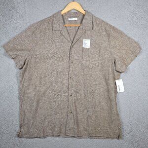 Sonoma Camp Shirt Mens Size 2XL Light Brown Lightweight Linen Cotton Blend NWT
